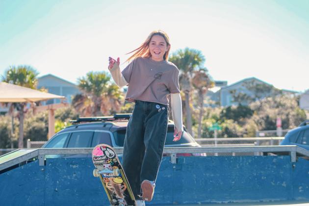 Coco Waldo skateboards Nov. 11 at the Poe Pinson Skate Park in Fernandina Beach. Photo by Marisa DeMar/News-Leader