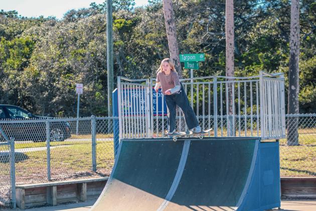 Coco Waldo skateboards Nov. 11 at the Poe Pinson Skate Park in Fernandina Beach. Photo by Marisa DeMar/News-Leader