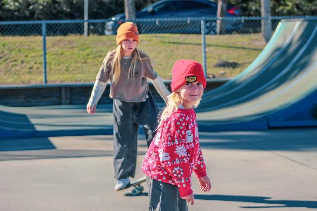 Goldie and Coco on Nov. 11 at the Poe Pinson Skate Park in Fernandina Beach. Photo by Marisa DeMar/News-Leader