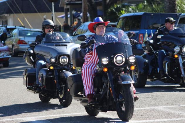 Patriotic rider in the veterans parade on Tuesday. By Marisa DeMar/News-Leader