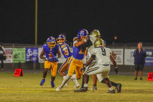 Fernandina Beach Pirates football in the SSAA quarterfinal against Paxon School for Advanced Studies Golden Eagles. Photo by Ashley Chandler/News-Leader