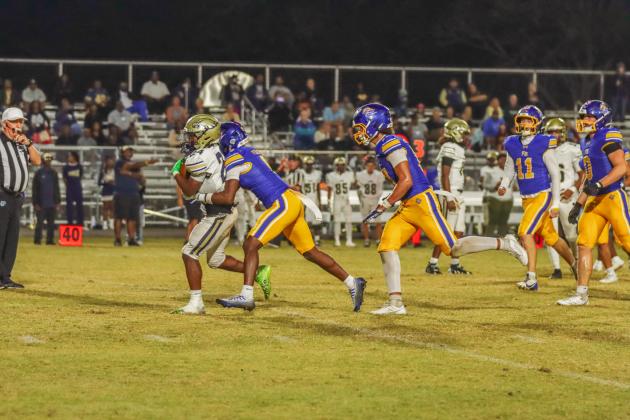 Fernandina Beach Pirates football in the SSAA quarterfinal against Paxon School for Advanced Studies Golden Eagles. Photo by Ashley Chandler/News-Leader