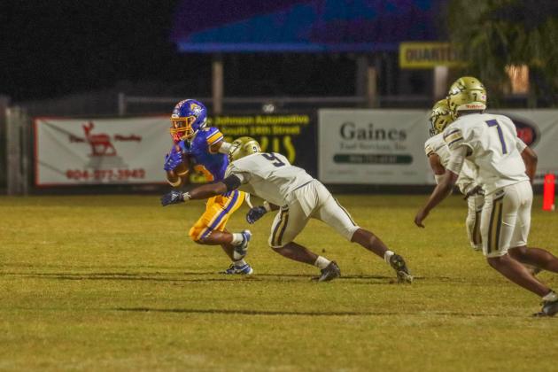 Fernandina Beach Pirates football in the SSAA quarterfinal against Paxon School for Advanced Studies Golden Eagles. Photo by Ashley Chandler/News-Leader