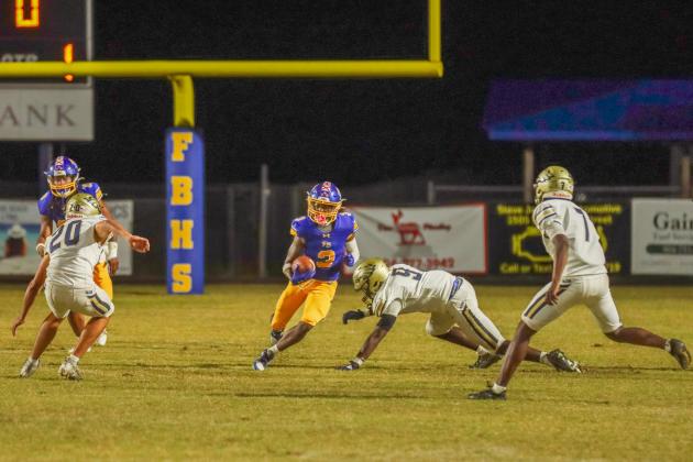 Fernandina Beach Pirates football in the SSAA quarterfinal against Paxon School for Advanced Studies Golden Eagles. Photo by Ashley Chandler/News-Leader