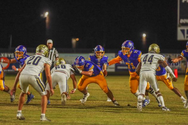 Fernandina Beach Pirates football in the SSAA quarterfinal against Paxon School for Advanced Studies Golden Eagles. Photo by Ashley Chandler/News-Leader