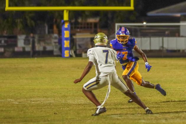 Fernandina Beach Pirates football in the SSAA quarterfinal against Paxon School for Advanced Studies Golden Eagles. Photo by Ashley Chandler/News-Leader