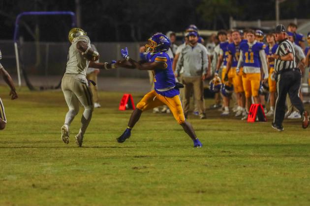 Fernandina Beach Pirates football in the SSAA quarterfinal against Paxon School for Advanced Studies Golden Eagles. Photo by Ashley Chandler/News-Leader