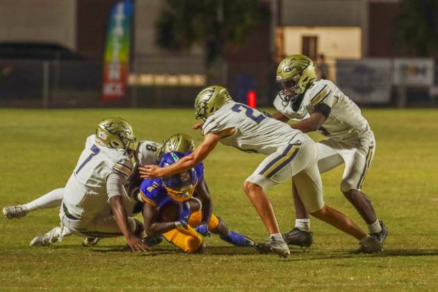 Fernandina Beach Pirates football in the SSAA quarterfinal against Paxon School for Advanced Studies Golden Eagles. Photo by Ashley Chandler/News-Leader