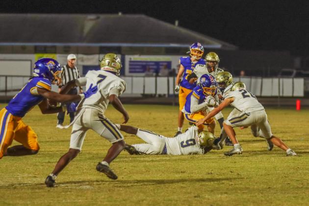 Fernandina Beach Pirates football in the SSAA quarterfinal against Paxon School for Advanced Studies Golden Eagles. Photo by Ashley Chandler/News-Leader
