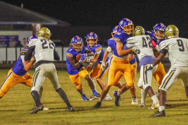 Fernandina Beach Pirates football in the SSAA quarterfinal against Paxon School for Advanced Studies Golden Eagles. Photo by Ashley Chandler/News-Leader