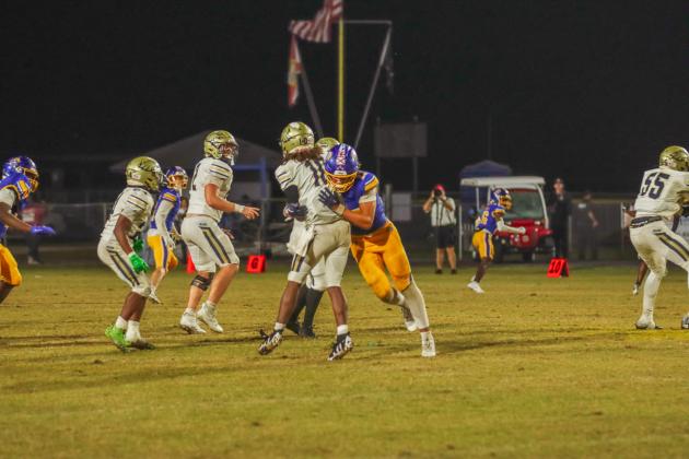 Fernandina Beach Pirates football in the SSAA quarterfinal against Paxon School for Advanced Studies Golden Eagles. Photo by Ashley Chandler/News-Leader