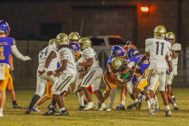 Fernandina Beach Pirates football in the SSAA quarterfinal against Paxon School for Advanced Studies Golden Eagles. Photo by Ashley Chandler/News-Leader