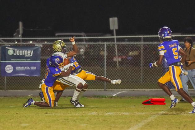 Fernandina Beach Pirates football in the SSAA quarterfinal against Paxon School for Advanced Studies Golden Eagles. Photo by Ashley Chandler/News-Leader