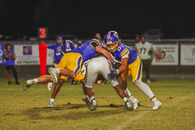 Fernandina Beach Pirates football in the SSAA quarterfinal against Paxon School for Advanced Studies Golden Eagles. Photo by Ashley Chandler/News-Leader