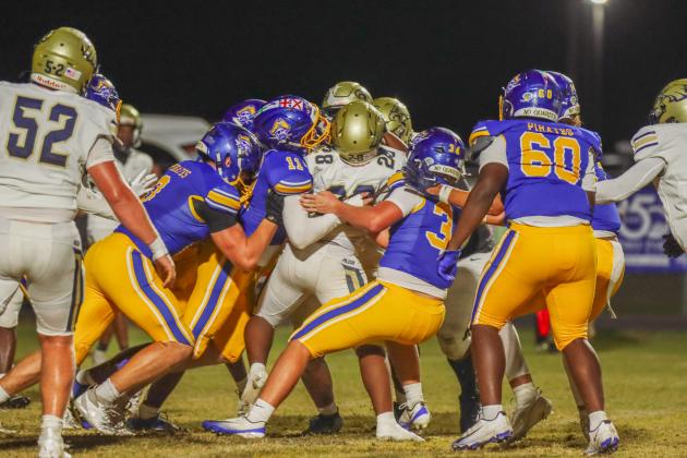 Fernandina Beach Pirates football in the SSAA quarterfinal against Paxon School for Advanced Studies Golden Eagles. Photo by Ashley Chandler/News-Leader