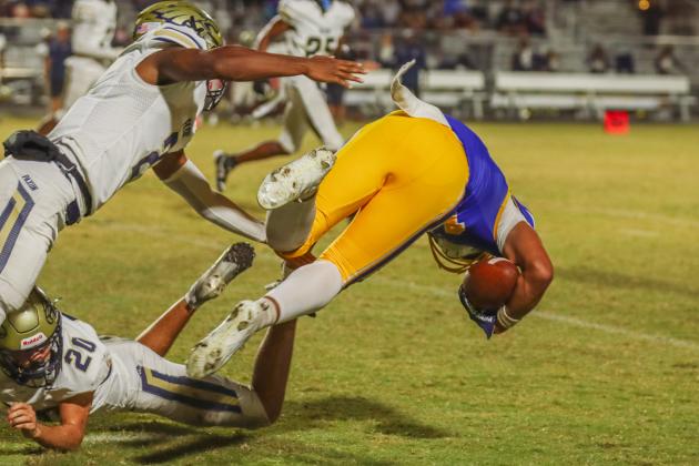 Fernandina Beach Pirates football in the SSAA quarterfinal against Paxon School for Advanced Studies Golden Eagles. Photo by Ashley Chandler/News-Leader