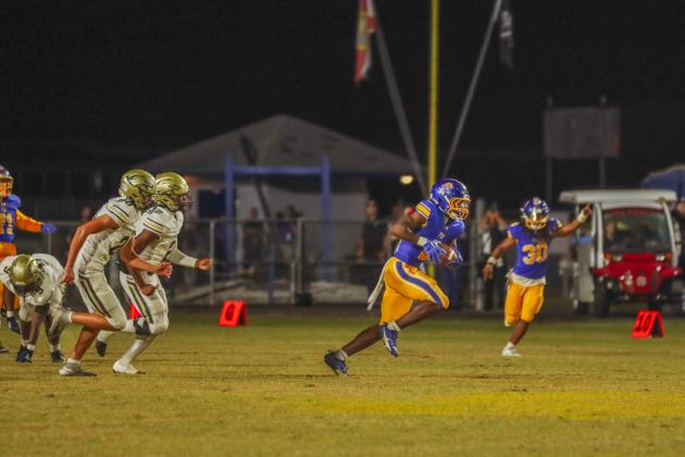 Fernandina Beach Pirates football in the SSAA quarterfinal against Paxon School for Advanced Studies Golden Eagles. Photo by Ashley Chandler/News-Leader
