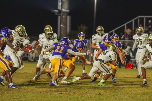 Fernandina Beach Pirates football in the SSAA quarterfinal against Paxon School for Advanced Studies Golden Eagles. Photo by Ashley Chandler/News-Leader