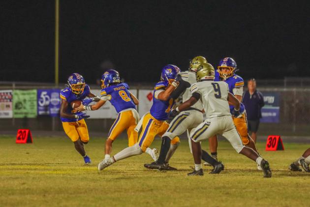 Fernandina Beach Pirates football in the SSAA quarterfinal against Paxon School for Advanced Studies Golden Eagles. Photo by Ashley Chandler/News-Leader