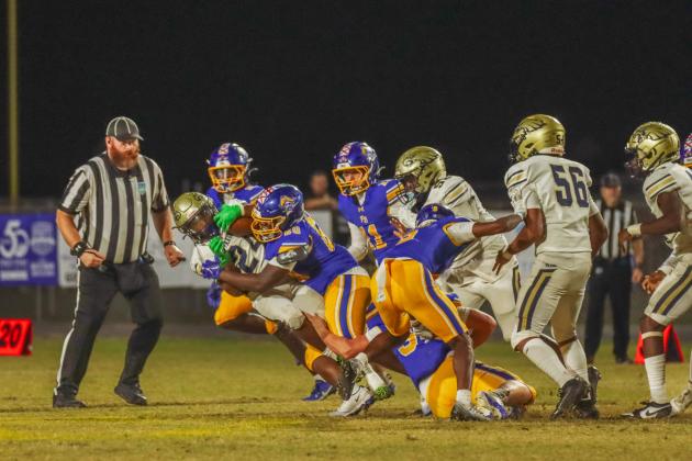 Fernandina Beach Pirates football in the SSAA quarterfinal against Paxon School for Advanced Studies Golden Eagles. Photo by Ashley Chandler/News-Leader