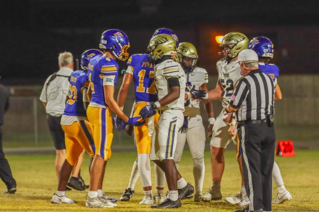 Fernandina Beach Pirates football in the SSAA quarterfinal against Paxon School for Advanced Studies Golden Eagles. Photo by Ashley Chandler/News-Leader