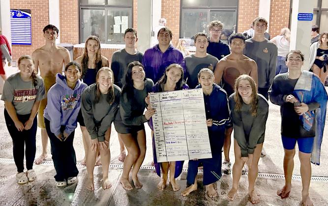 FBHS swimmers after the 2A Swimming District Championships. Submitted