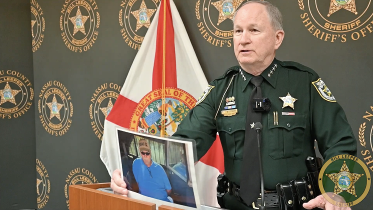 Sheriff Bill Leeper at a press conference Monday. From screenshot