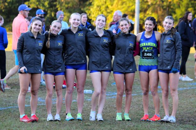 The Fernandina Beach girls cross country team at the FHSAA 2A Region 1 meet. Photo by Stephanie Nichols