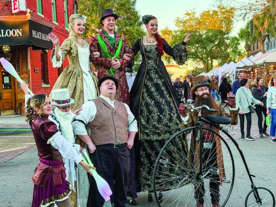 Performers and volunteers at Dickens on Centre