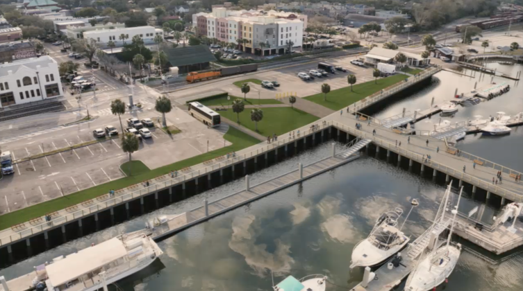 The city rendor of the future plan for the marina following the demolition of Brett's Waterway Cafe.