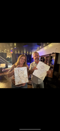 Dawn Miller and James Loper after sketchbook night at Inkwell Art Bar.  
