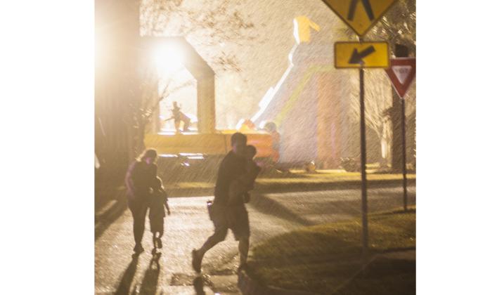 Rain dumps on the Kid’s Zone at the county’s tree lighting event. Photo by Ashley Chandler/News-Leader