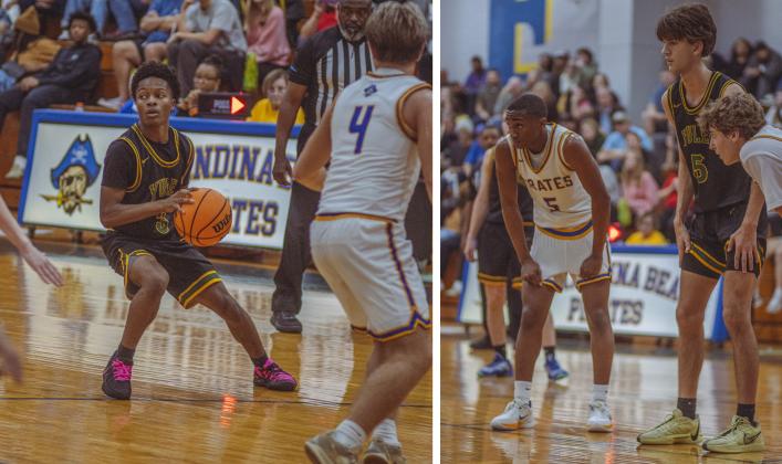 The boys varsity basketball teams from Fernandina beach and Yulee high school faced off in Fernandina Beach on Dec. 5. Photo by Ashley Chandler/News-Leader