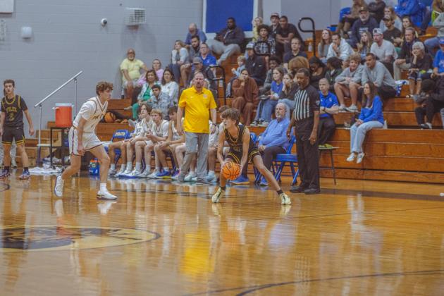 The boys varsity basketball teams from Fernandina beach and Yulee high school faced off in Fernandina Beach on Dec. 5. Photo by Ashley Chandler/News-Leader