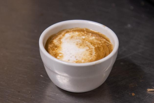 A fresh cappuccino made by Gil Johnston with freshly roasted beans at Nuanz Coffee Roasters.
