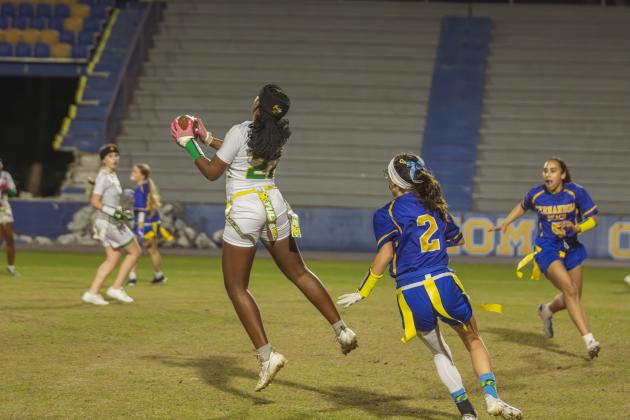 The Fernandina Beach and Yulee high school flag football teams faced off Wednesday in Fernandina Beach. Photo by Ashley Chandler/News-Leader