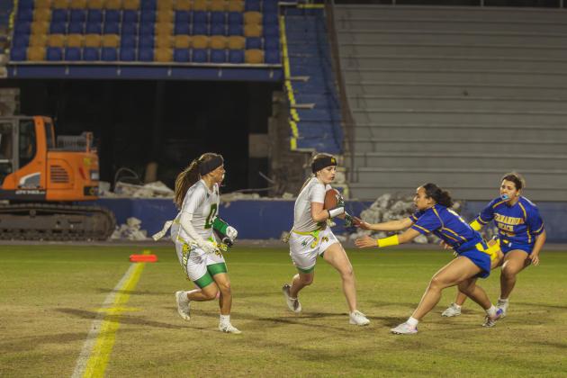 The Fernandina Beach and Yulee high school flag football teams faced off Wednesday in Fernandina Beach. Photo by Ashley Chandler/News-Leader