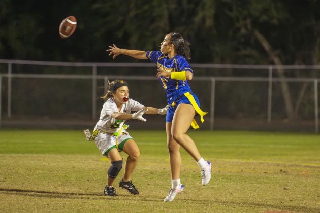 The Fernandina Beach and Yulee high school flag football teams faced off Wednesday in Fernandina Beach. Photo by Ashley Chandler/News-Leader