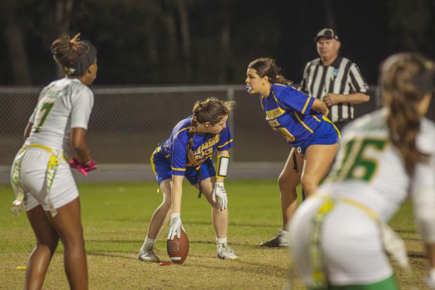 The Fernandina Beach and Yulee high school flag football teams faced off Wednesday in Fernandina Beach. Photo by Ashley Chandler/News-Leader