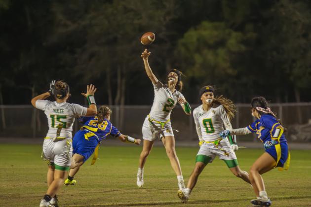 The Fernandina Beach and Yulee high school flag football teams faced off Wednesday in Fernandina Beach. Photo by Ashley Chandler/News-Leader