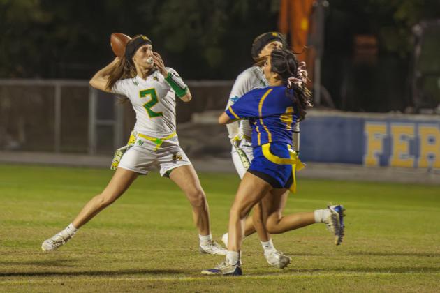 The Fernandina Beach and Yulee high school flag football teams faced off Wednesday in Fernandina Beach. Photo by Ashley Chandler/News-Leader