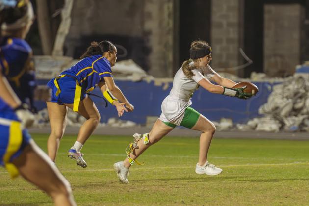 The Fernandina Beach and Yulee high school flag football teams faced off Wednesday in Fernandina Beach. Photo by Ashley Chandler/News-Leader