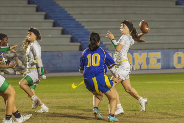 The Fernandina Beach and Yulee high school flag football teams faced off Wednesday in Fernandina Beach. Photo by Ashley Chandler/News-Leader