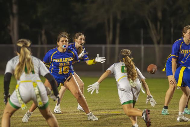 The Fernandina Beach and Yulee high school flag football teams faced off Wednesday in Fernandina Beach. Photo by Ashley Chandler/News-Leader