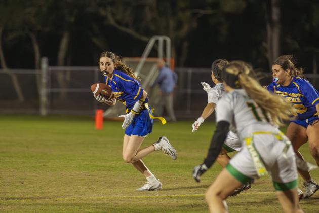 The Fernandina Beach and Yulee high school flag football teams faced off Wednesday in Fernandina Beach. Photo by Ashley Chandler/News-Leader