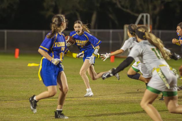 The Fernandina Beach and Yulee high school flag football teams faced off Wednesday in Fernandina Beach. Photo by Ashley Chandler/News-Leader