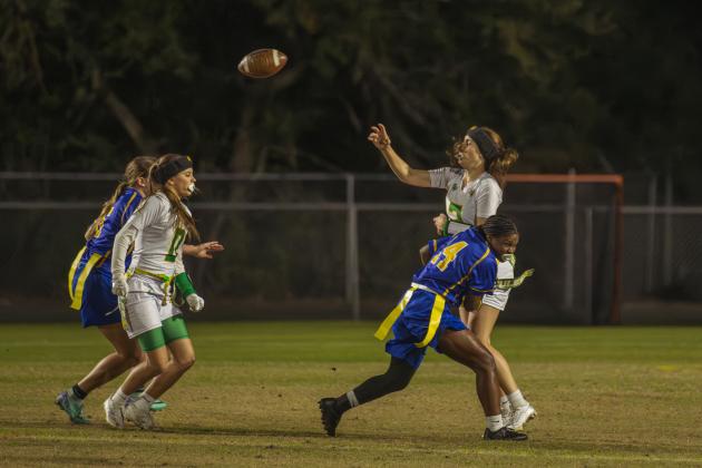The Fernandina Beach and Yulee high school flag football teams faced off Wednesday in Fernandina Beach. Photo by Ashley Chandler/News-Leader