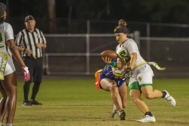 The Fernandina Beach and Yulee high school flag football teams faced off Wednesday in Fernandina Beach. Photo by Ashley Chandler/News-Leader