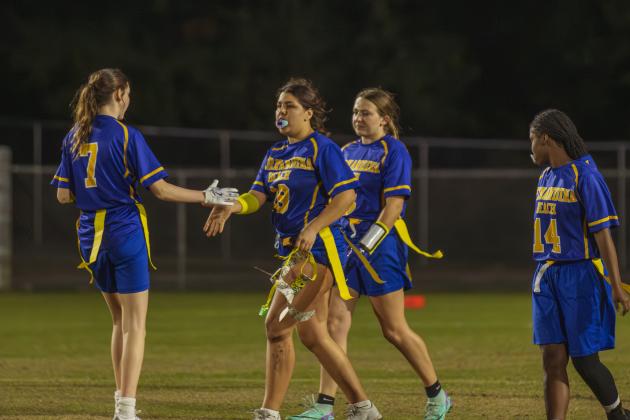 The Fernandina Beach and Yulee high school flag football teams faced off Wednesday in Fernandina Beach. Photo by Ashley Chandler/News-Leader