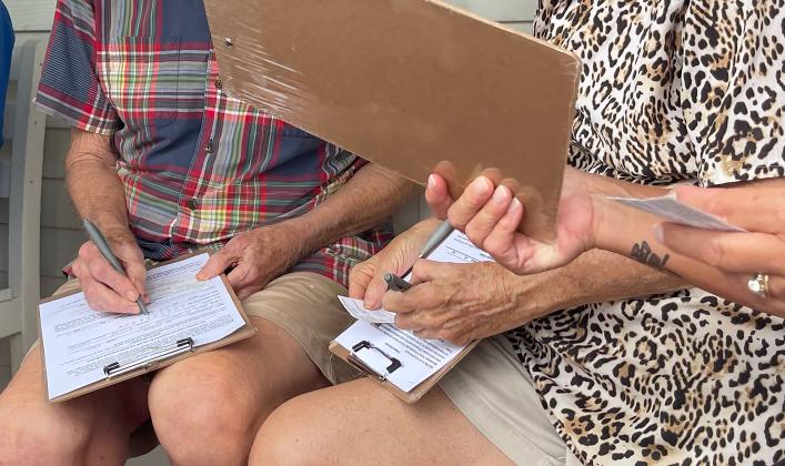 Fernandina Beach residents signing the petition for a paid parking referendum in Sept. By Marisa DeMar/News-Leader
